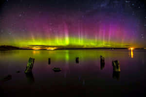 Aurora Borealis Dancing Across The Night Sky Wallpaper