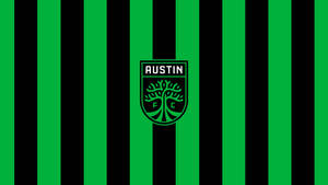 Austin Fc Club Logo Engulfed In A Vivid Green Pattern Wallpaper