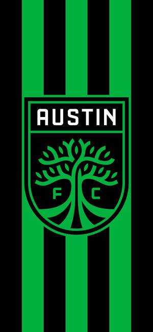 Austin Fc Soccer League Logo With Green Pattern Wallpaper