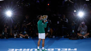 Australian Open Champion Novak With Photographers Wallpaper
