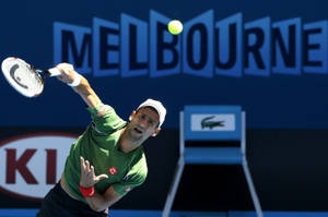 Australian Open With Novak In Green Wallpaper