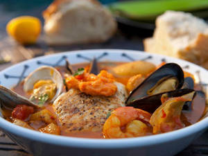 Authentic French Bouillabaisse Cod Fillet Dish Wallpaper