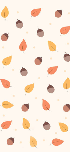 Autumn Iphone Acorns And Leaves Pattern Wallpaper