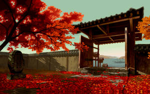 Autumn Japan Pixel Art Wallpaper
