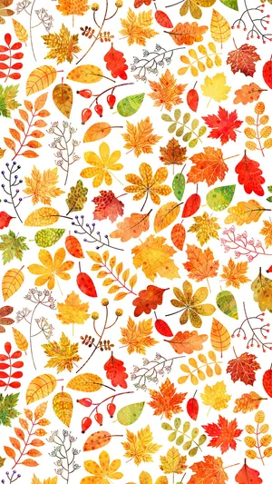 Autumn Leaves On A Phone Screen. Wallpaper