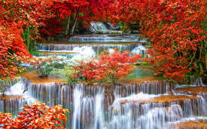 Autumn Season Waterfalls Wallpaper