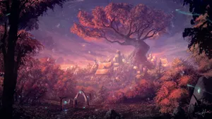 Autumnal Setting With Macbook And Coffee Wallpaper
