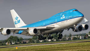 Aviation Capture Of Light Blue Klm Wallpaper