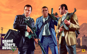 Awesome Gta V Background Of Protagonists Wallpaper