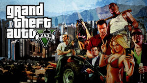 Awesome Gta V Background With Characters Wallpaper