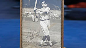 Babe Ruth Portrait With Signature Wallpaper