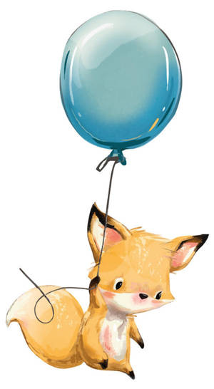 Baby Fox With Balloon Artwork Wallpaper