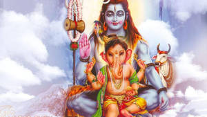 Baby Ganesh And Lord Shiva 8k Wallpaper
