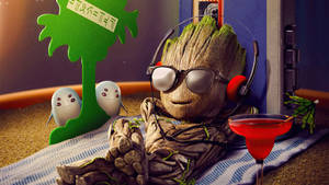Baby Groot Chilling Wallpaper
