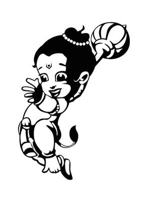 Baby Hanuman Black And White Wallpaper