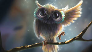 Baby Owl Lifting Wing Wallpaper