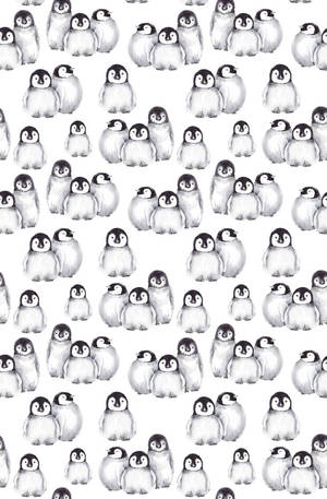 Baby Penguin Pattern Art Wallpaper