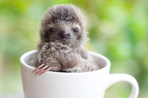 Baby Sloth In A Mug Wallpaper