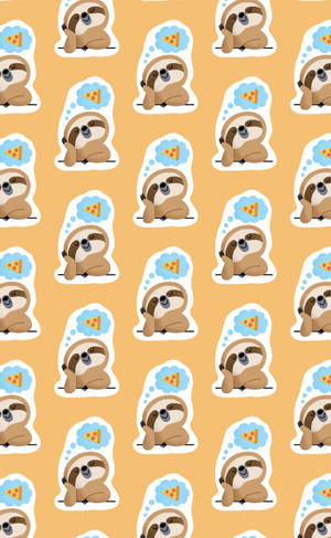 Baby Sloth Thinking Pizza Pattern Wallpaper