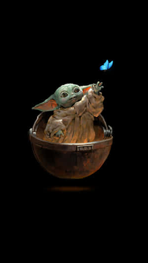 Baby Yoda Blue Butterfly Iphone Wallpaper