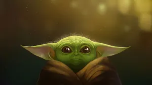 Baby Yoda Cartoon 1366 X 768 Wallpaper