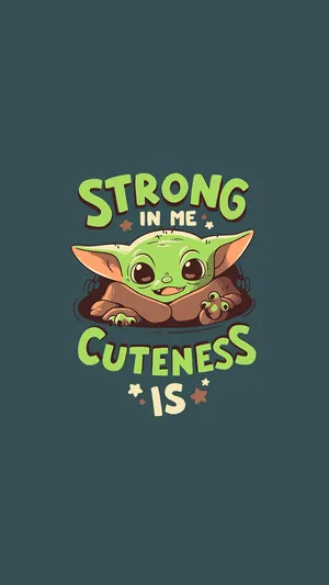 Baby Yoda Cartoon Quote Wallpaper