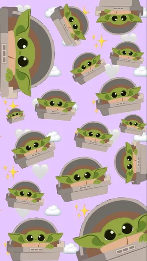 Baby Yoda Cartoon Seamless Art Wallpaper