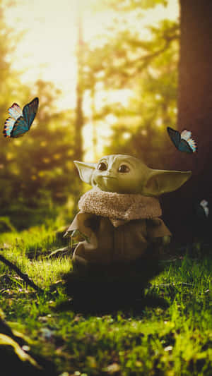 Baby Yoda In Forest Iphone Wallpaper