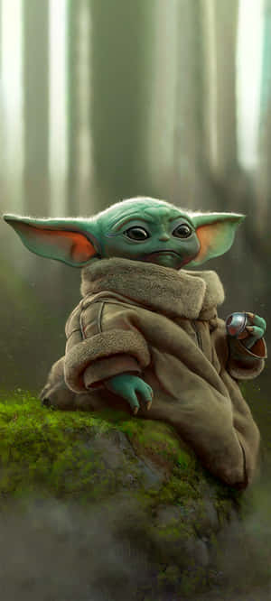 Baby Yoda Over Shoulder Iphone Wallpaper