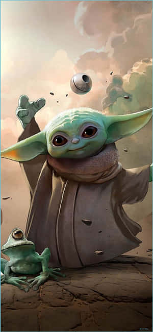 Baby Yoda Raising Arm Iphone Wallpaper