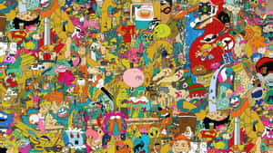 Background With 90s Style Cartoon Characters Wallpaper