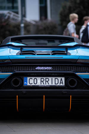 Backside Of Blue Lamborghini Galaxy Wallpaper
