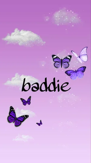 Baddie - Purple Butterflies Wallpaper
