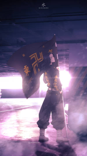 Baji Tokyo Revengers Holding Flag Wallpaper