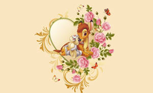 Bambi And Thumper Floral Portrait Wallpaper