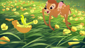 Bambi In Yellow Flower Field Wallpaper