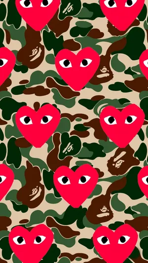 Bape Army Camo And Cdg Play Hearts Wallpaper