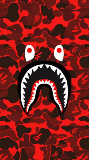 Bape Cartoon With Red Fatigue Prints Wallpaper