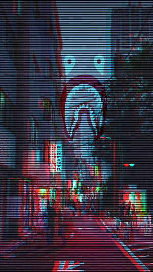 Bape Shark Glitch Wallpaper