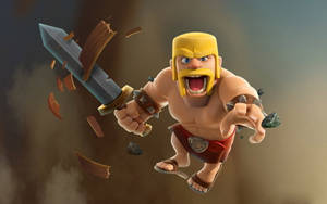 Barbarian Holding A Sword Clash Of Clans Wallpaper