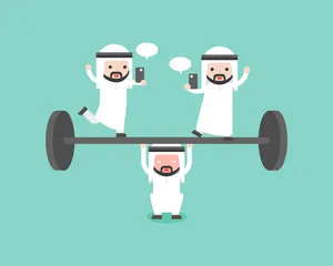 Barbell Men In Thawbs Art Wallpaper