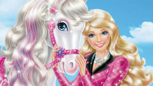 Barbie And Her Horse Enjoying Time Together Wallpaper