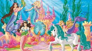 Barbie Mermaid Friends And Their Pets Wallpaper