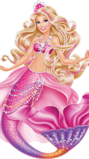 Barbie Mermaid In Pink Wallpaper