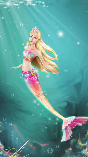 Barbie Mermaid In The Green Sea Wallpaper