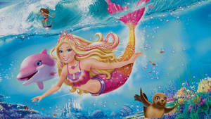 Barbie Mermaid With Surfer Wallpaper