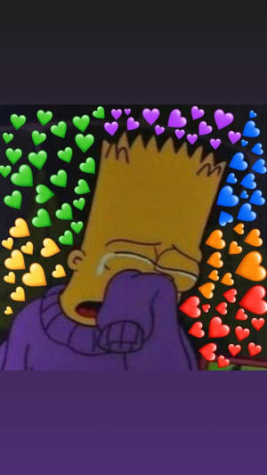 Bart Simpsons Rainbow Hearts Wallpaper