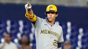 Baseball Player Pointing During Game.jpg Wallpaper