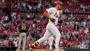 Baseball Player Running Bases Cardinals Game Wallpaper