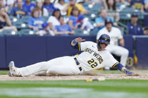 Baseball Slide Action Brewers22 Wallpaper